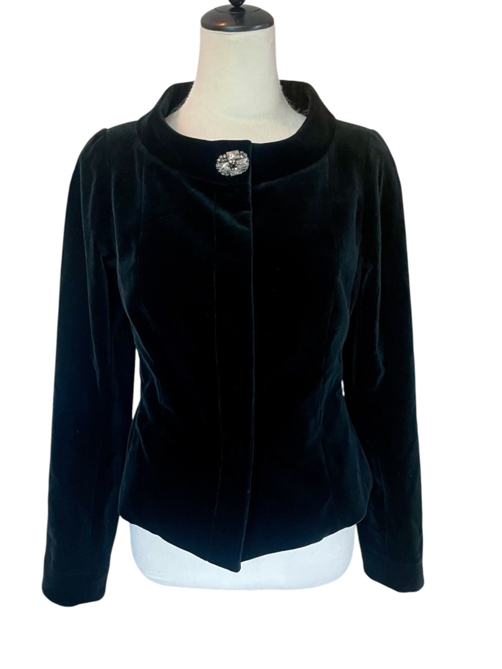 STYLE PARIS by Susan Sutherland Luxury Black Velvet Rhinestone Statement Jacke